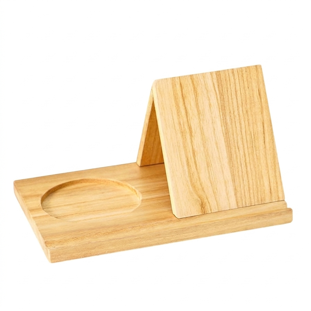 Wooden Reading Stand with Cup Holder Triangle Book Holder for Books and Tablets