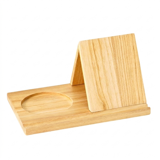 Wooden Reading Stand with Cup Holder Triangle Book Holder for Books and Tablets