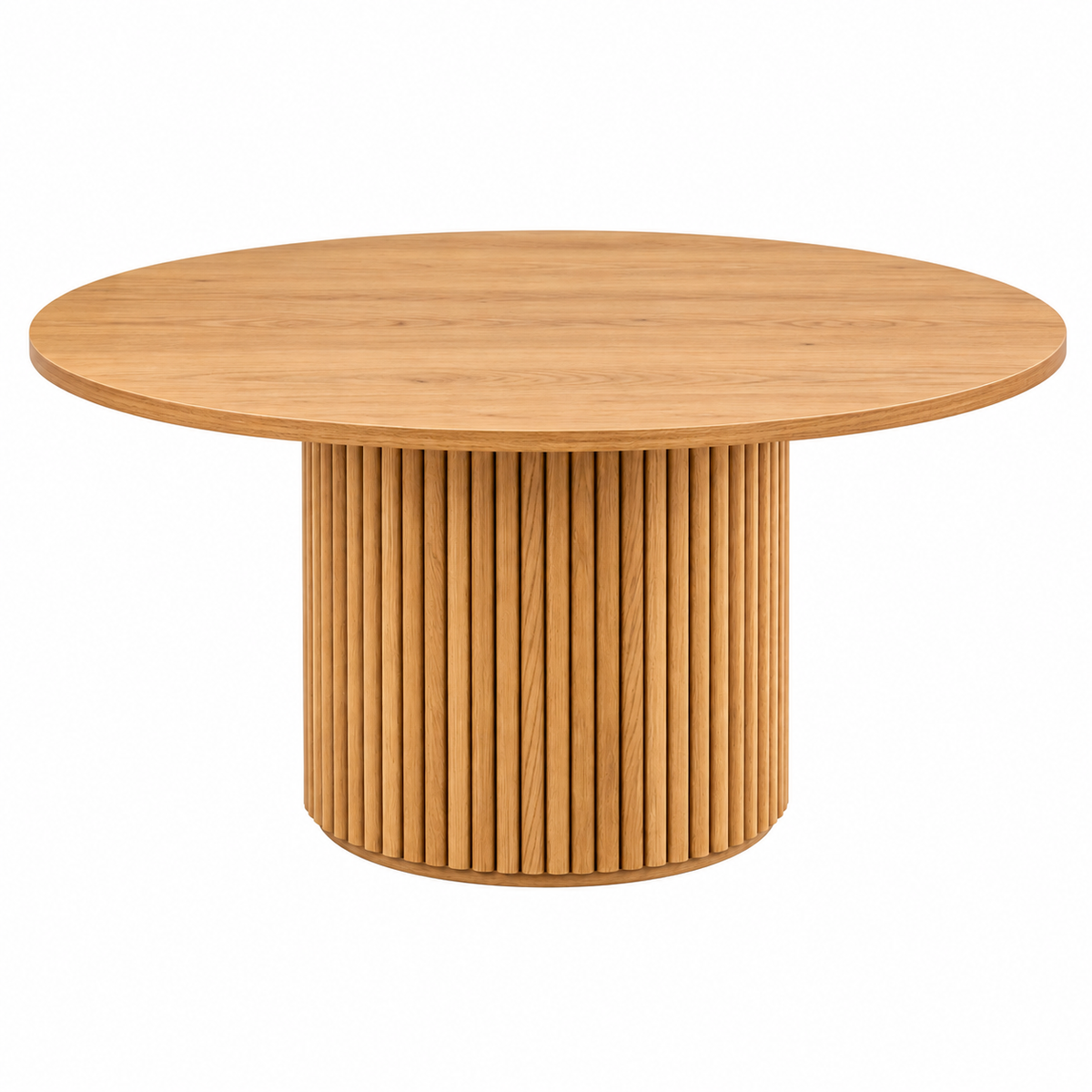 Round solid oak pedestal coffee table