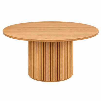 Round solid oak pedestal coffee table