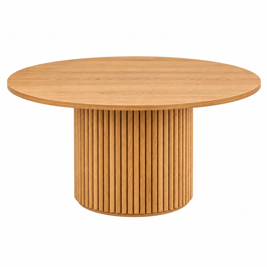 Round solid oak pedestal coffee table